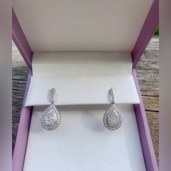 Michael Hill 1/2 CTW Diamond Drop Earrings - 10k White Gold - Picture 4 of 8